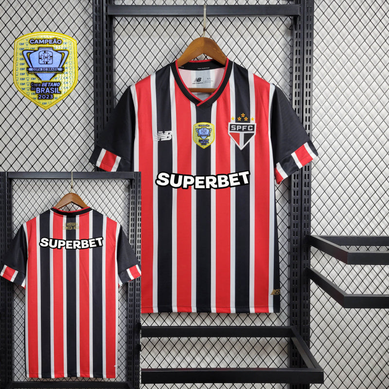 Camisa São Paulo Away Full Patrocínios + Patch 24/25 - Versão Torcedor