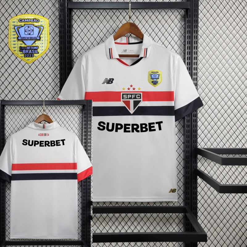 Camisa São Paulo Home Full Patrocínios + Patch 24/25 - Versão Torcedor